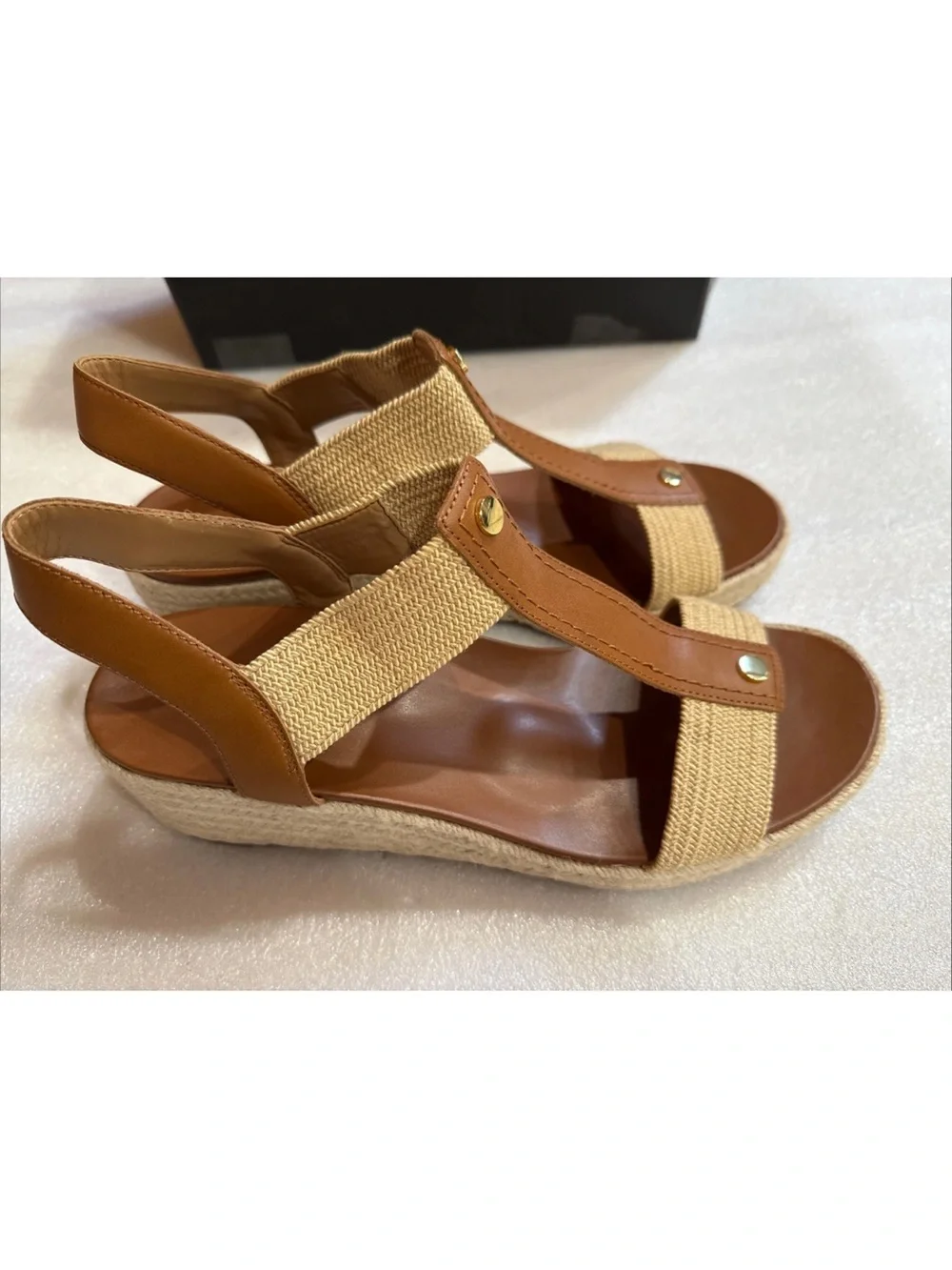 Vionic Calera Camel Leather Slingback Wedge Sandal Women's Size 12